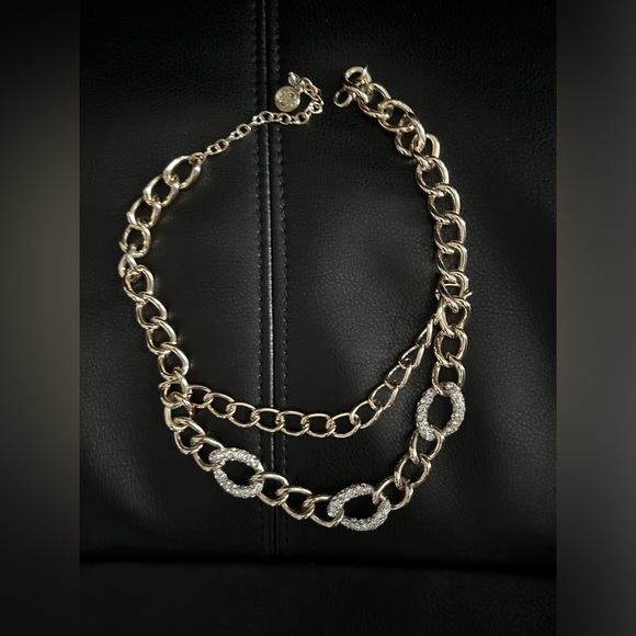 Dana Buchman  gold chain statement necklace with rhinestone accent - Picture 5 of 8